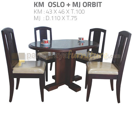 Panen Raya Furniture Meja Makan 4 Kursi Orbit Set KM Oslo