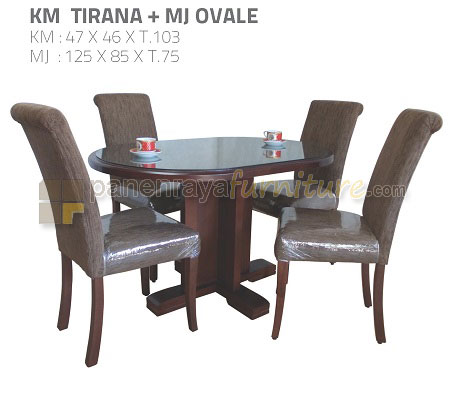 Panen Raya Meja Makan 4 Kursi Ovale Set KM Tirana