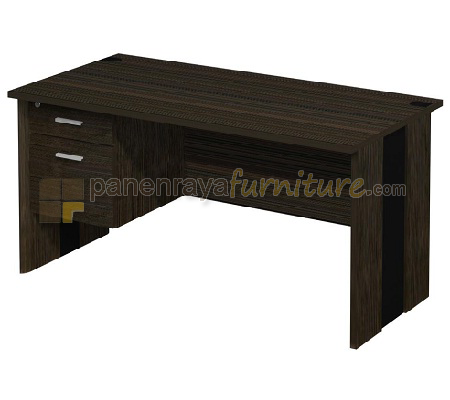 Panen Raya Furniture Meja Kantor 160Cm & 2 Laci (Dark Oak)