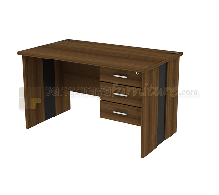 Panen Raya Furniture Meja Kantor 140 Cm & 3 Laci (Teakwood)