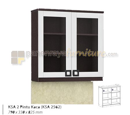 Panen Raya Furniture Rak Dapur Atas Graver KSA 2562 Walnut Putih 790x330x825