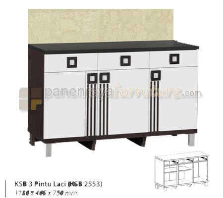 Panen Raya Furniture Rak Dapur Bawah Graver KSB 2553 Walnut Putih 1180x465x750