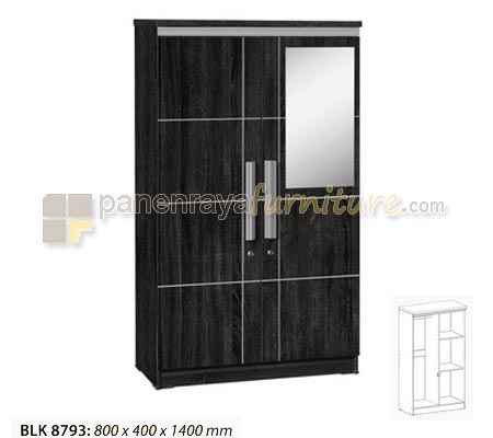 Panen Raya LEMARI PAKAIAN 2 PINTU KACA GRAVER BLK 8793