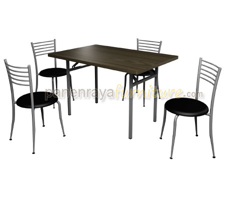 Panen Raya Furniture MEJA MAKAN ORBITREND FOLDING TABLE SYDNEY Brown Silver
