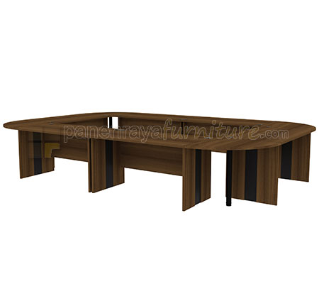 Panen Raya Furniture Meja Meeting Oval Expo Config 16-20 Orang Teakwood 400x280x75