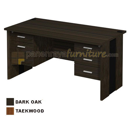 Panen Raya Furniture Meja Kantor 140 Cm & 5 Laci (Dark Oak)