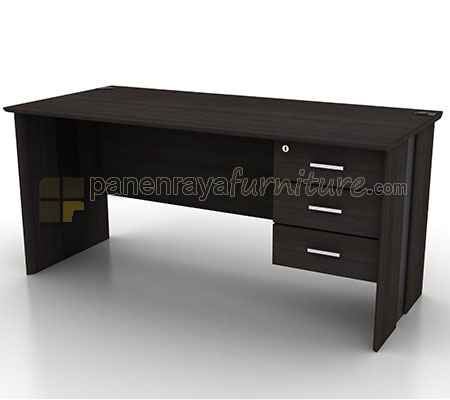 Panen Raya Furniture Meja Kantor 140 Cm & 3 Laci (Dark Oak)