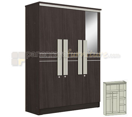Panen Raya LEMARI PAKAIAN 3 PINTU KACA POPULAR LP 8298