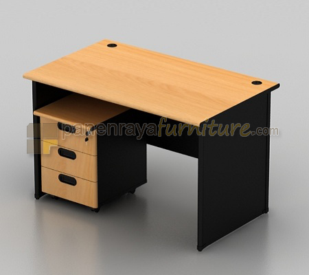 Panen Raya Furniture Meja Kantor UNO UOD 1032 Beech 120x74x75 dan Laci Dorong UMP 1135