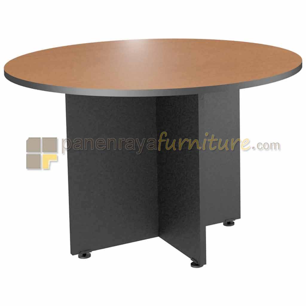 Panen Raya Furniture Meja Meeting Bundar Euro DCT 1200 Cherry Black D120x75