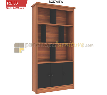 Panen Raya Furniture LEMARI BUKU ROMARO RB 06 (ITALIAN WALNUT)