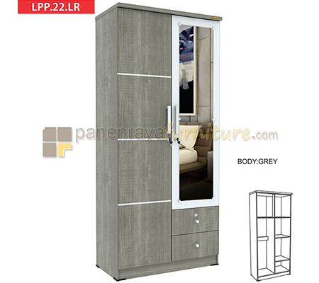 Panen Raya Lemari Pakaian 2 Pintu Romaro LPP 22 LR Sonama Oak Grey
