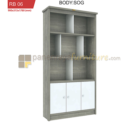 Panen Raya Furniture LEMARI BUKU ROMARO RB 06 (SONOMA OAK - GREY)