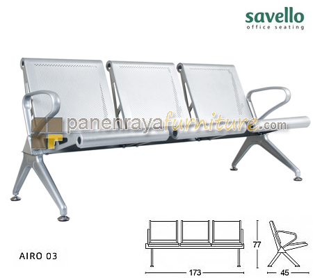 Panen Raya Kursi Tunggu 3 Seater Savello Airo 03 Metal Silver