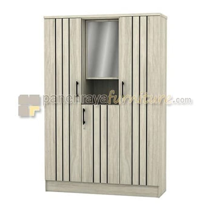Panen Raya Furniture LEMARI PAKAIAN 3 PINTU KACA 1/2 TOALET MELODY TORAJA (ASIAN OAK LIGHT)