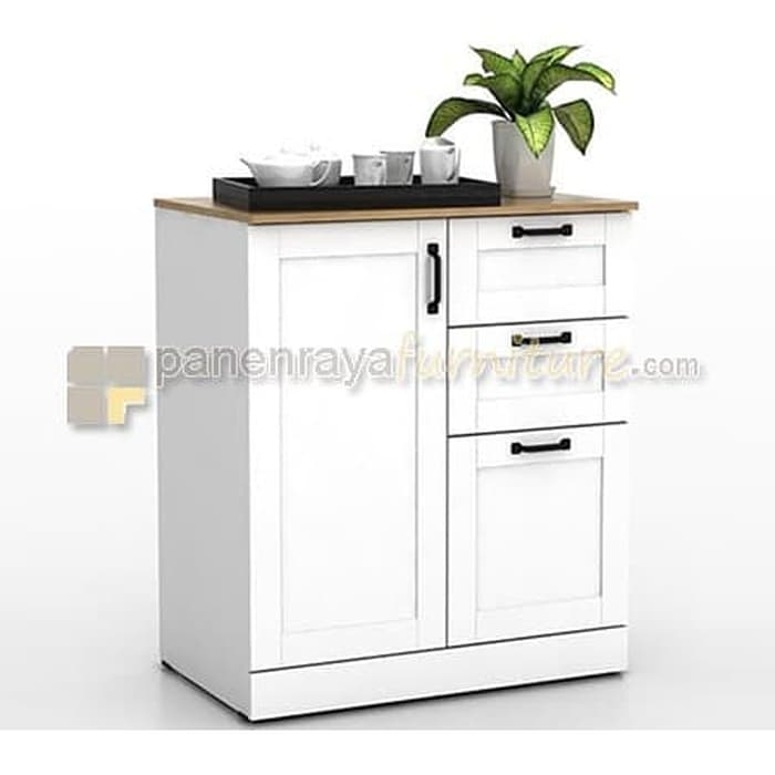 Panen Raya Furniture Rak Dapur Bawah ProDesign Ashley SB 80 White-Yellow 795x500x897