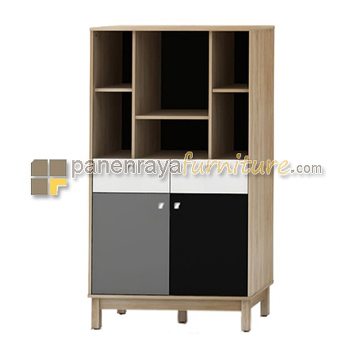 Panen Raya MELODY AERO TALL CABINET (SONOMA OAK LIGHT - WHITE BLACK GREY)