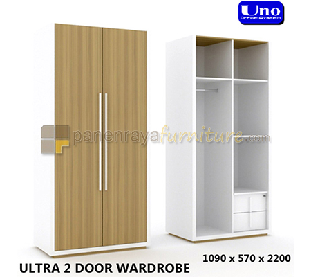 Panen Raya Furniture UNO LEMARI PAKAIAN 2 PINTU ULTRA MAPLE WHITE