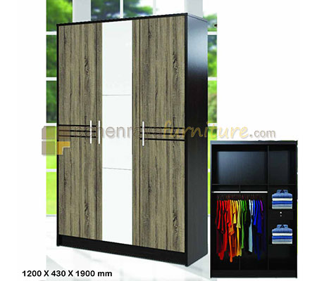 Panen Raya Lemari Pakaian Festiva Jack LP3P Black Sonoma 120x52x195