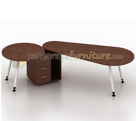 Panen Raya Furniture Meja Kantor Executive Left Modera OPS 2213 L Walnut 220x130x75