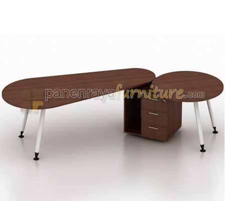 Panen Raya Meja Kantor Executive Right Modera OPS 2213 R Walnut 220x130x75