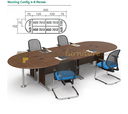 Panen Raya Meja Meeting Oval Modera Config 4-8 Person Walnut 390x152x75