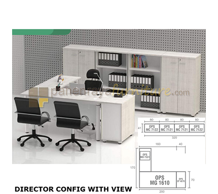 Panen Raya Furniture Meja Direktur Modera Director Config With View Pure Teak 320x211x120