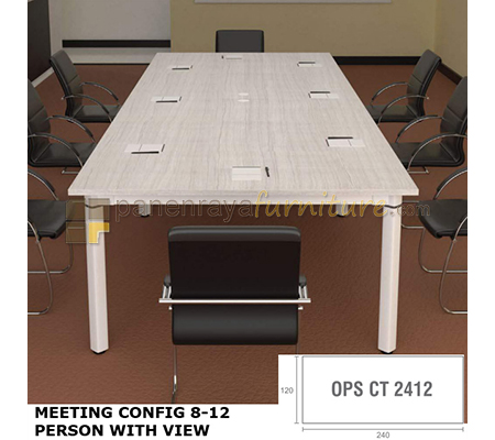 Panen Raya Furniture Meja Meeting Modera OPS CT 2412 Config 8-12 Person With View Pure Teak 240x120x75