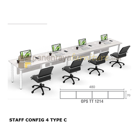 Panen Raya Workstation Staff 4 Seater Modera Staff Config 4 Type C Pure Teak 480x70x75