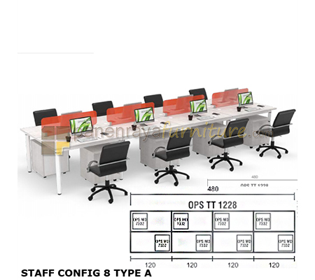 Panen Raya Furniture Workstation Staff 8 Seater Modera Staff Config 8 Type A Pure Teak 480x141x75