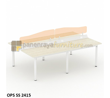 Panen Raya Furniture Workstation Staff 4 Seater Modera OPS SS 2415 Pure Teak 241x155x84