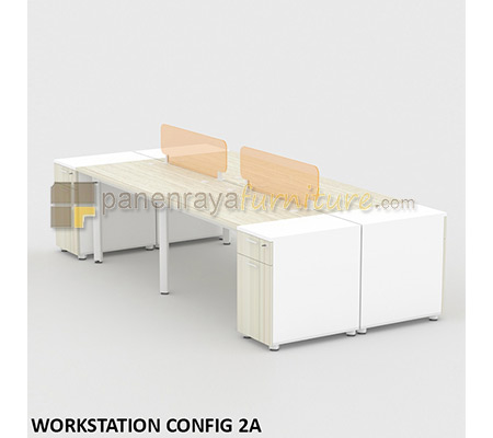 Panen Raya Workstation Staff 4 Seater Modera Config 2A Pure Teak 320x141x75