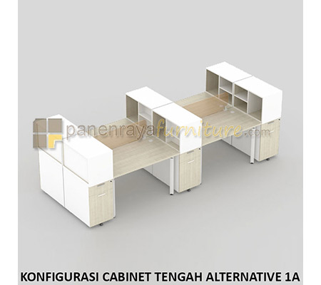 Panen Raya Furniture Workstation Staff 4 Seater Modera Alternative 1A Pure Teak 360x141x118