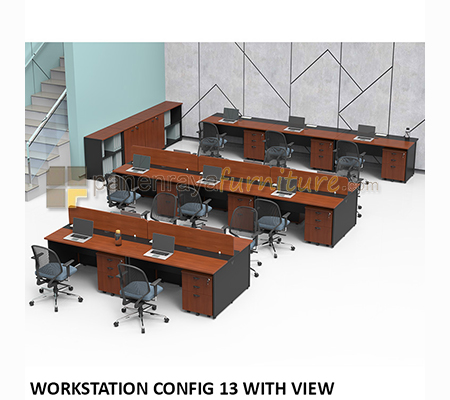Panen Raya Furniture Workstation Staff 13 Seater Modera Config 13 With View Cherry 361x333x87