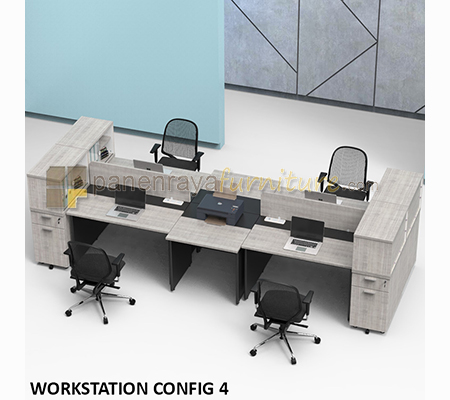 Panen Raya Furniture Workstation Staff 4 Seater Modera Config 4 Pure Teak 480x150