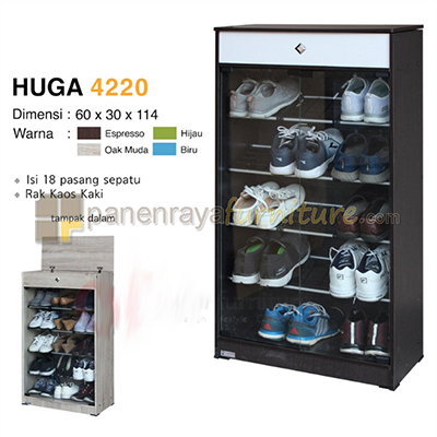 Panen Raya Lemari Sepatu Lunar Huga 4220 Espresso 60x30x114