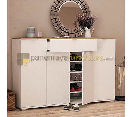 Panen Raya Furniture Lemari Sepatu ProDesign Clovis SBSR 160 (White - Yellow) 160x40x104