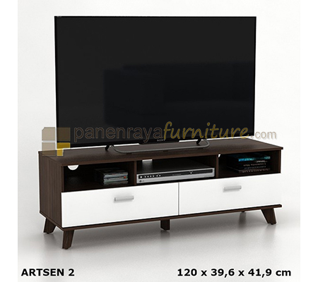 Panen Raya Meja / Rak TV Prodesign Arsen TV 123 Putih Coklat 120x40x42