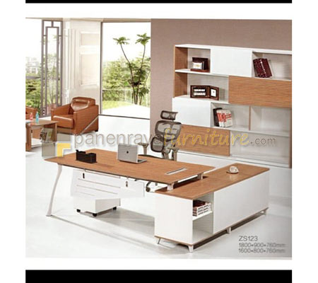Panen Raya Furniture 1 SET MEJA DIREKTUR ZEUS 123 (WHITE-OAK) 230X95