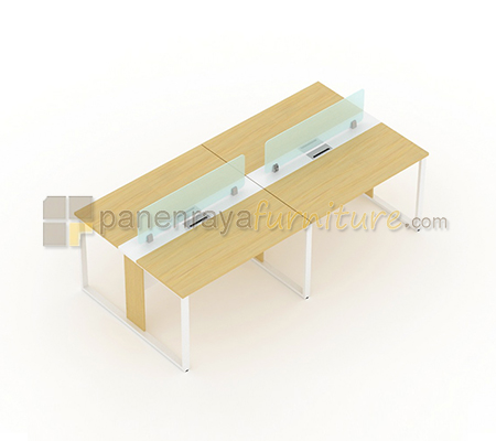 Panen Raya Furniture Meja Kantor UNO UOD 7022 Maple White 240x120x75 4 Staff