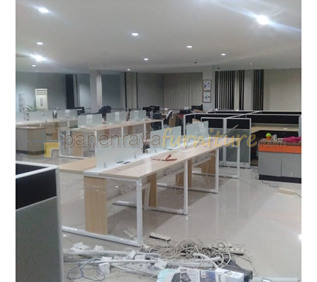 Meja Kantor UNO UOD 7033 Maple White 360x120x75 6 staff