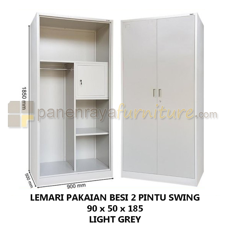 Panen Raya Lemari Pakaian Metal 2 Pintu Swing Kozure KWD 101 Light Grey