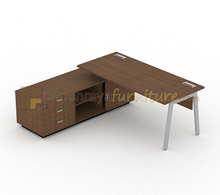 Panen Raya Furniture Meja Kantor UNO UOD 8068 EC L Walnut 200x180x75