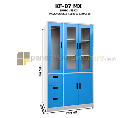 Panen Raya Furniture Lemari Arsip Besi Kozure KF 07MX Light Grey - Blue 120x40x185