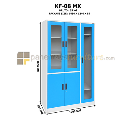 Panen Raya Lemari Arsip Besi Kozure KF 08MX Light Grey - Blue 120x40x185