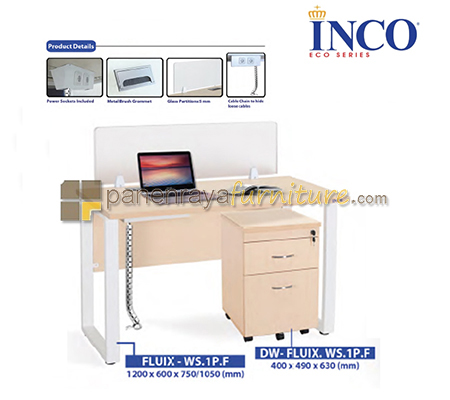 Panen Raya Furniture Meja Kantor 1 Staff Indachi Inco Fluix - WS.1P.F