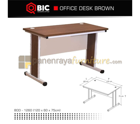 Panen Raya Furniture Meja Kantor QBIC BOD 1260 Brown 120x60x75 Kaki Metal Putih