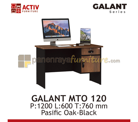 Panen Raya Meja Kantor Activ Galant MTO 120 Pasific Oak-Black 120x60x76