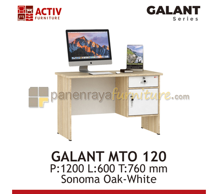 Panen Raya Furniture Meja Kantor Activ Galant MTO 120 Sonoma Oak-White 120x60x76