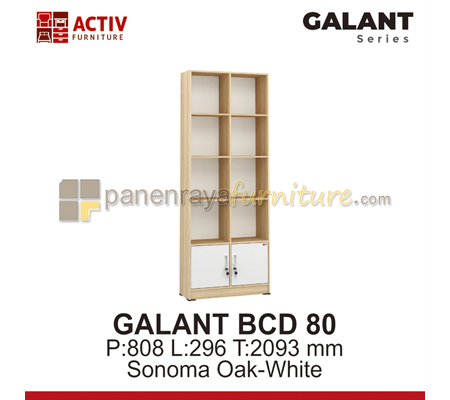 Panen Raya Furniture Rak Buku Sedang Activ Galant BCD 80 Sonoma Oak-White 81x30x210